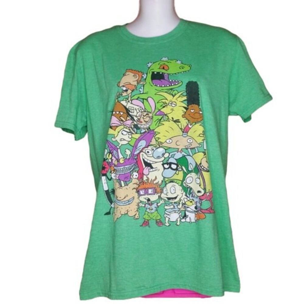 Nickelodeon Characters Green T Shirt Size Medium